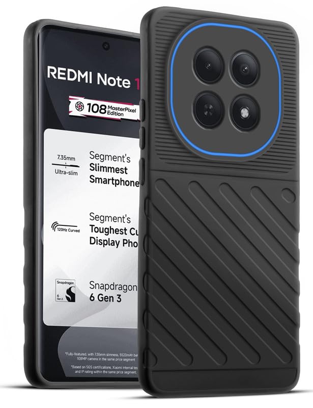 Lightweight and flexible silicone case for Redmi Note 15 5G with raised camera protection – Black color