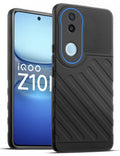 Lightweight and flexible silicone case for iQOO Z10R 5G with raised camera protection – Black color