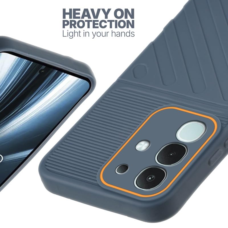 Silicone case for Vivo T4x 5G with raised edges for screen and camera protection in Grey