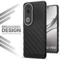 Soft silicone back cover for Vivo V50 5G in Black with anti-slip grip and textured design