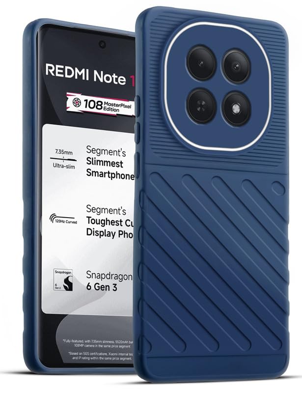 Lightweight and flexible silicone case for Redmi Note 15 5G with raised camera protection – blue color