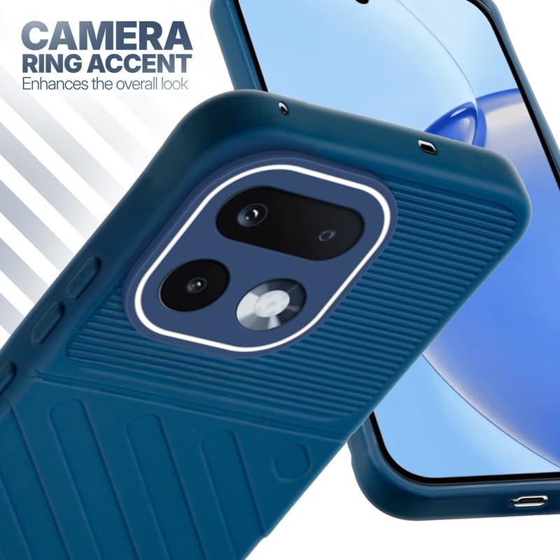 Realme 16 Pro 5G blue silicone case with raised camera ring for extra lens protection and stylish look