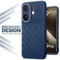 Soft silicone back cover for Vivo T4 Pro 5G in blue with anti-slip grip and textured design