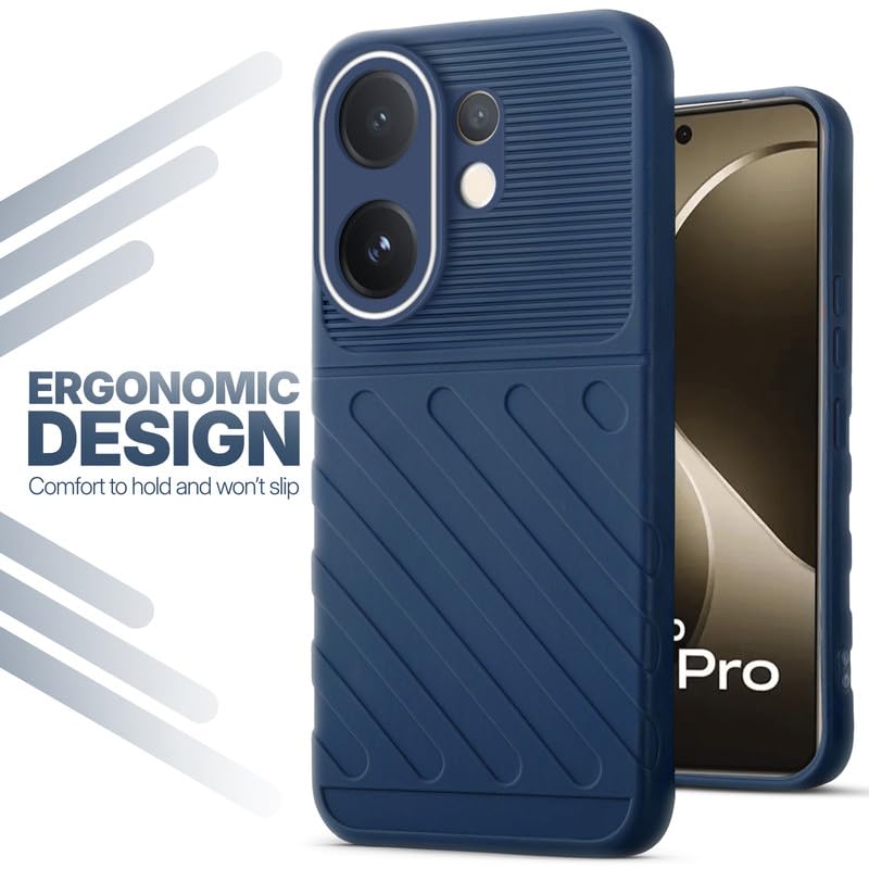 Soft silicone back cover for Vivo T4 Pro 5G in blue with anti-slip grip and textured design