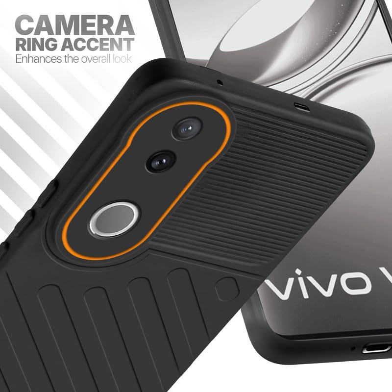 Vivo V50 5G Black silicone case with raised camera ring for extra lens protection and stylish look