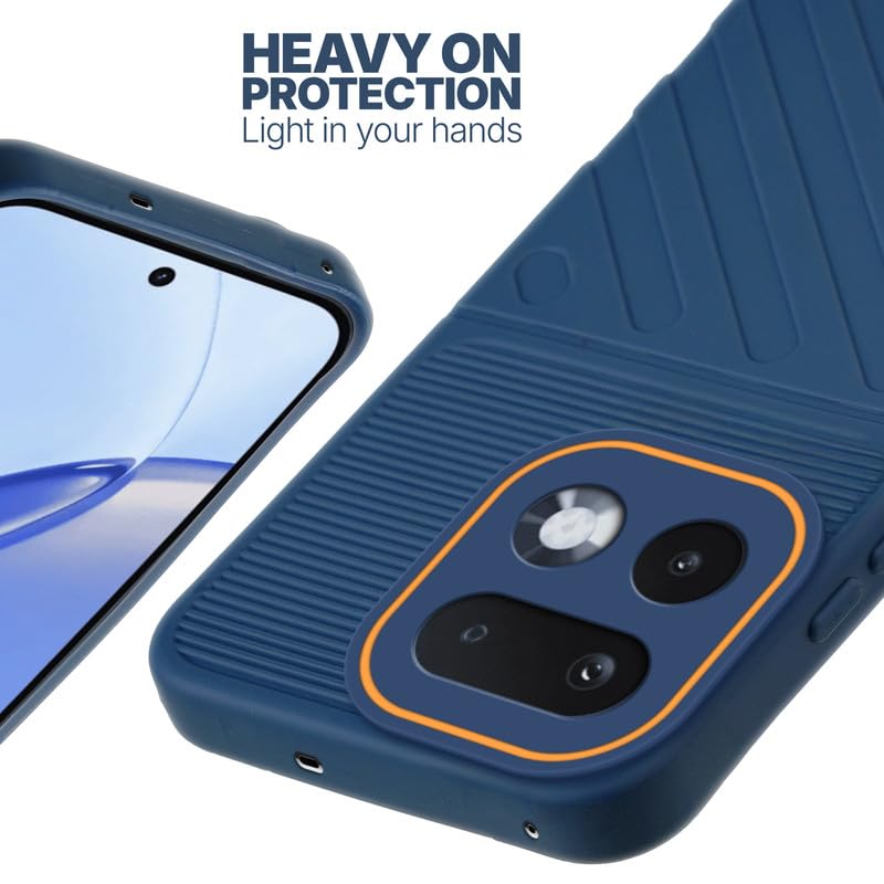 Silicone case for Realme 16 Pro 5G with raised edges for screen and camera protection in blue