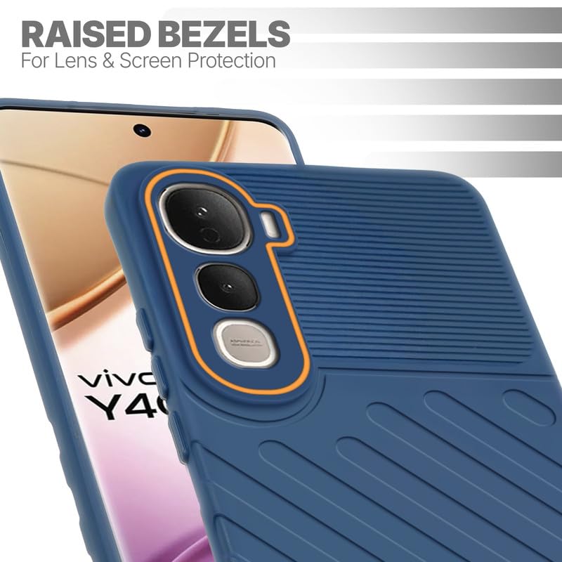 Slim blue silicone back cover for Vivo Y400 Pro 5G with strong drop protection and soft feel