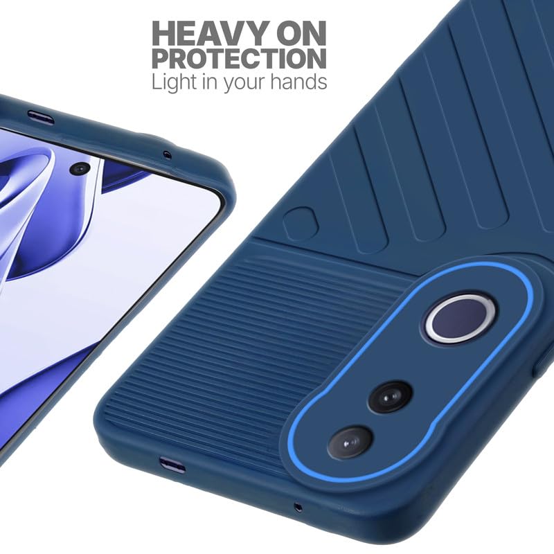 Silicone case for Vivo V50e 5G with raised edges for screen and camera protection in blue