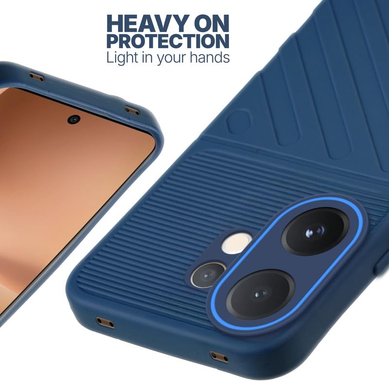 Silicone case for Vivo V60 5G with raised edges for screen and camera protection in blue