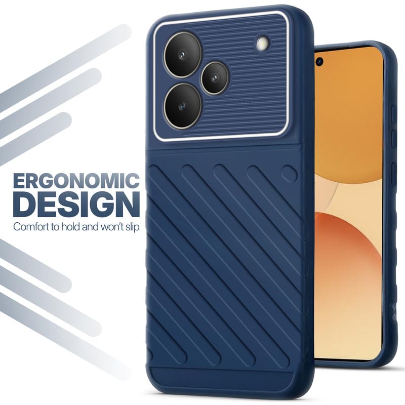 Soft silicone back cover for Realme P4 5G in blue with anti-slip grip and textured design