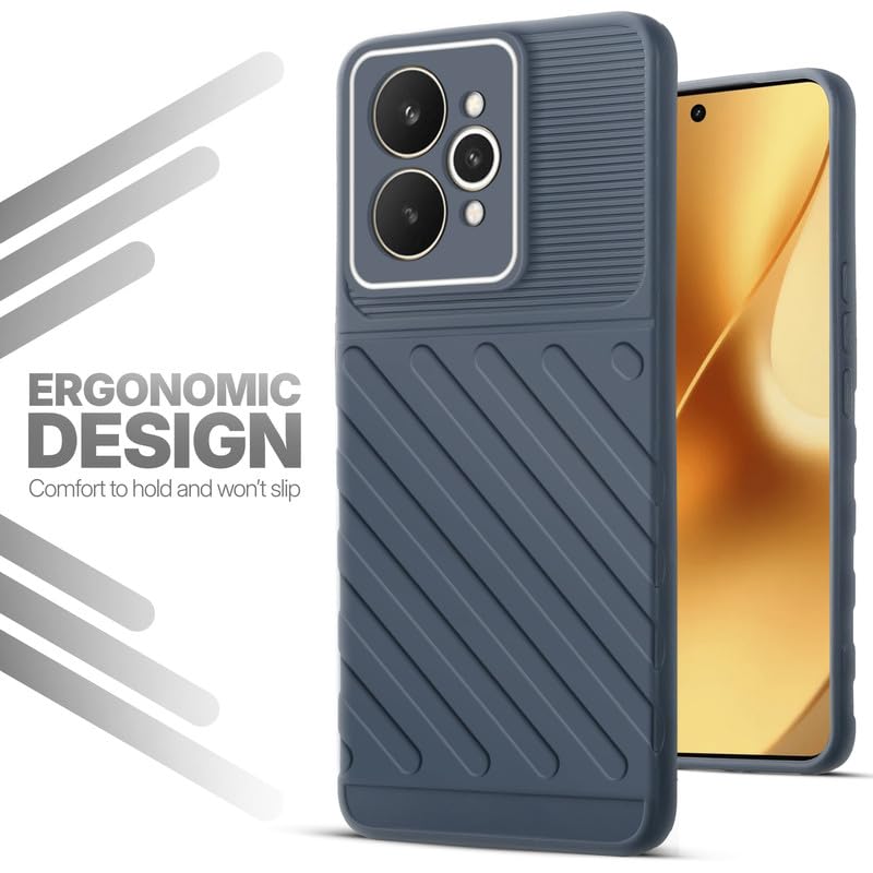 Soft silicone back cover for Realme 15 5G in Grey with anti-slip grip and textured design