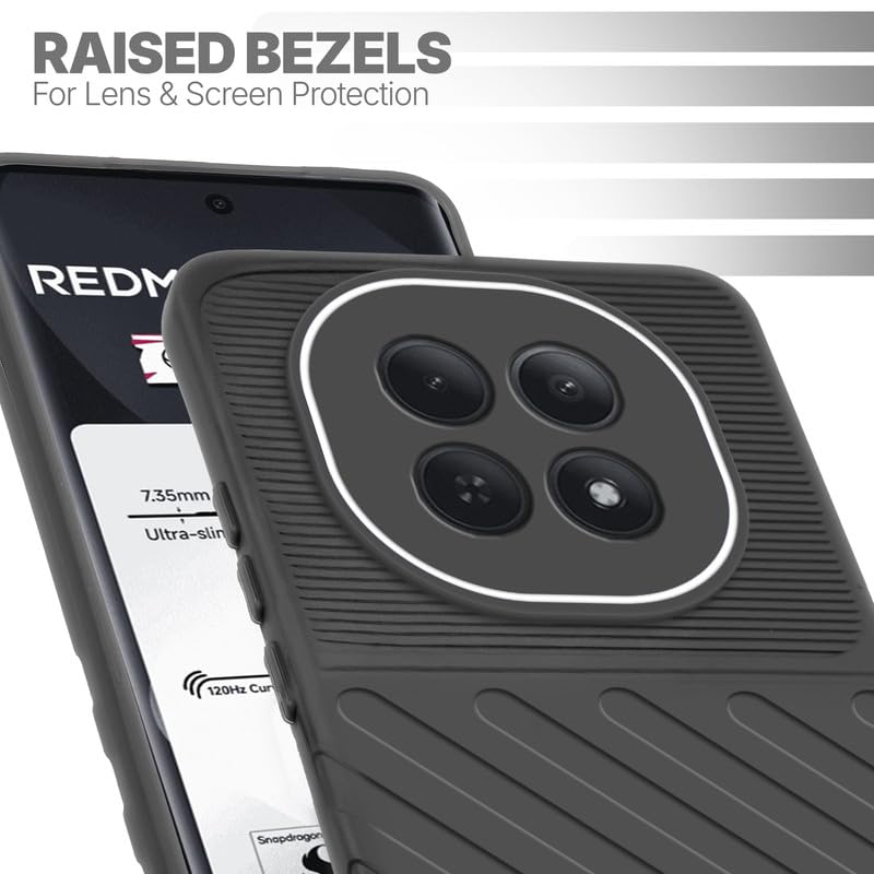 Slim Black silicone back cover for Redmi Note 15 5G with strong drop protection and soft feel