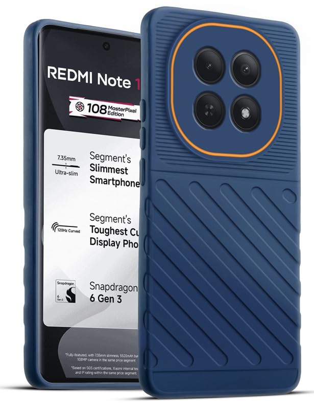 Lightweight and flexible silicone case for Redmi Note 15 5G with raised camera protection – blue color