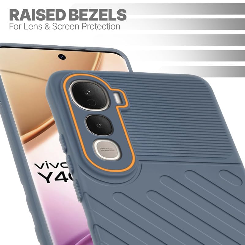 Silicone case for Vivo Y400 Pro 5G with raised edges for screen and camera protection in Grey