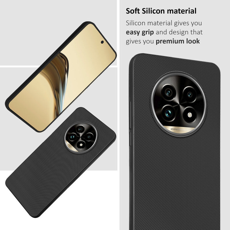 Dotted Silicon With Matt Ring Camera Protection Back Case Cover for Realme 13 Pro Plus 5G