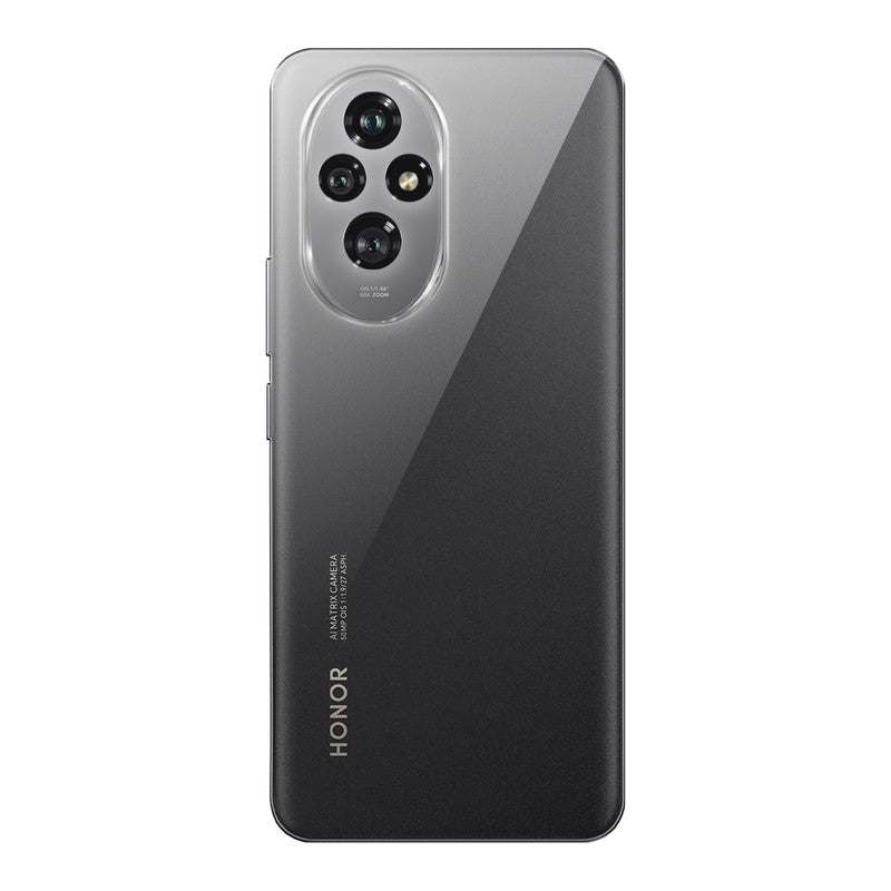 Back view of Honor 200 5G showing camera module and clean rear design with protective case