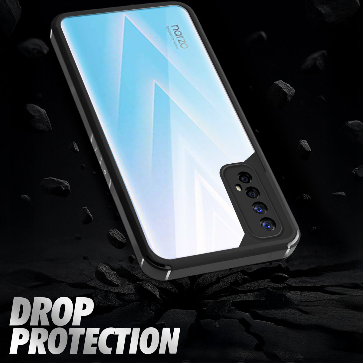 Silicone Border Transparent Back Cover for Realme Narzo 20 Pro
