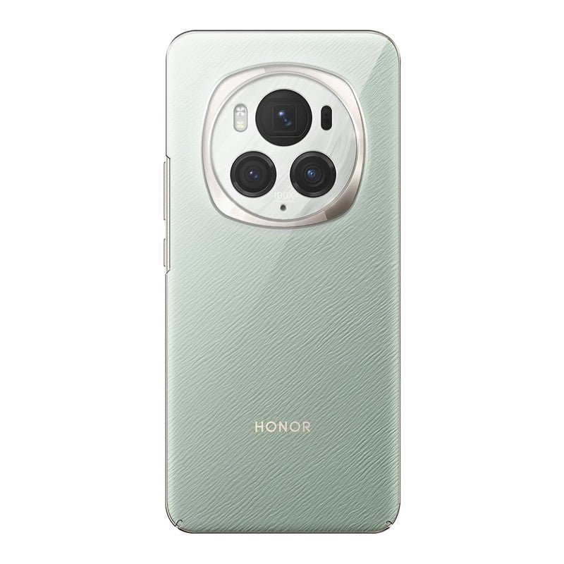 Back view of Honor Magic 6 Pro showing camera module and clean rear design with protective case