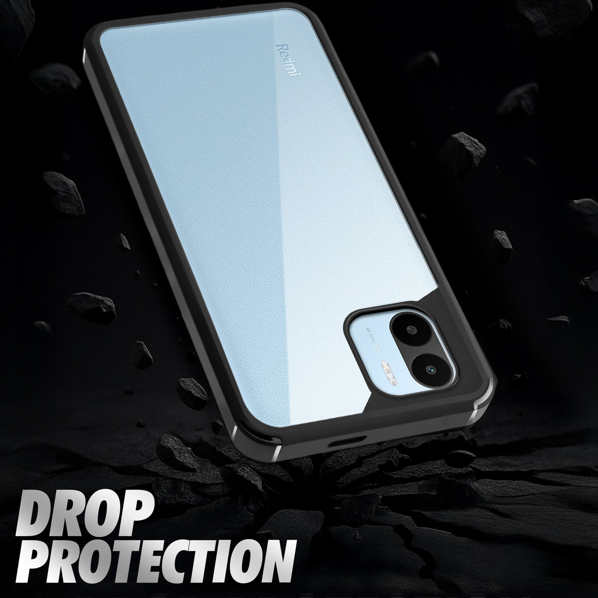 Silicone Frame Transparent Hard Back Cover for Redmi A2 2023
