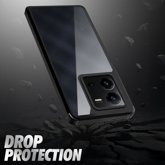 Silicone Frame Transparent Hard Back Cover for Vivo V25E 5G