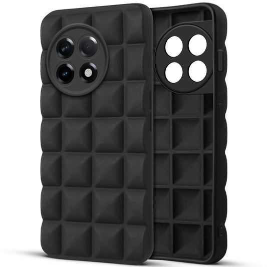 3D Grid Matte Silicone Phone Case Cover for - Oneplus 11 5G - Black