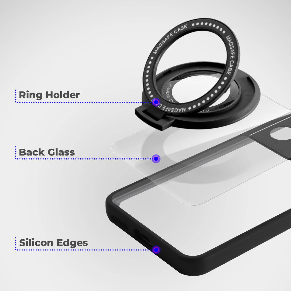 Soft Frame Clear Case Ring Holder Kickstand For Realme 12 Pro 5G