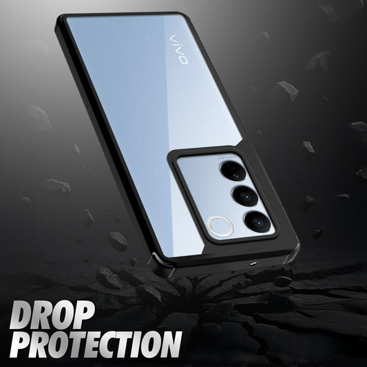 Silicone Frame Transparent Hard Back Cover for Vivo V27 Pro 5G