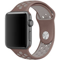 Silicone Apple Watch strap in Brown Cream, size 42mm, showing Strap closure and side angle view