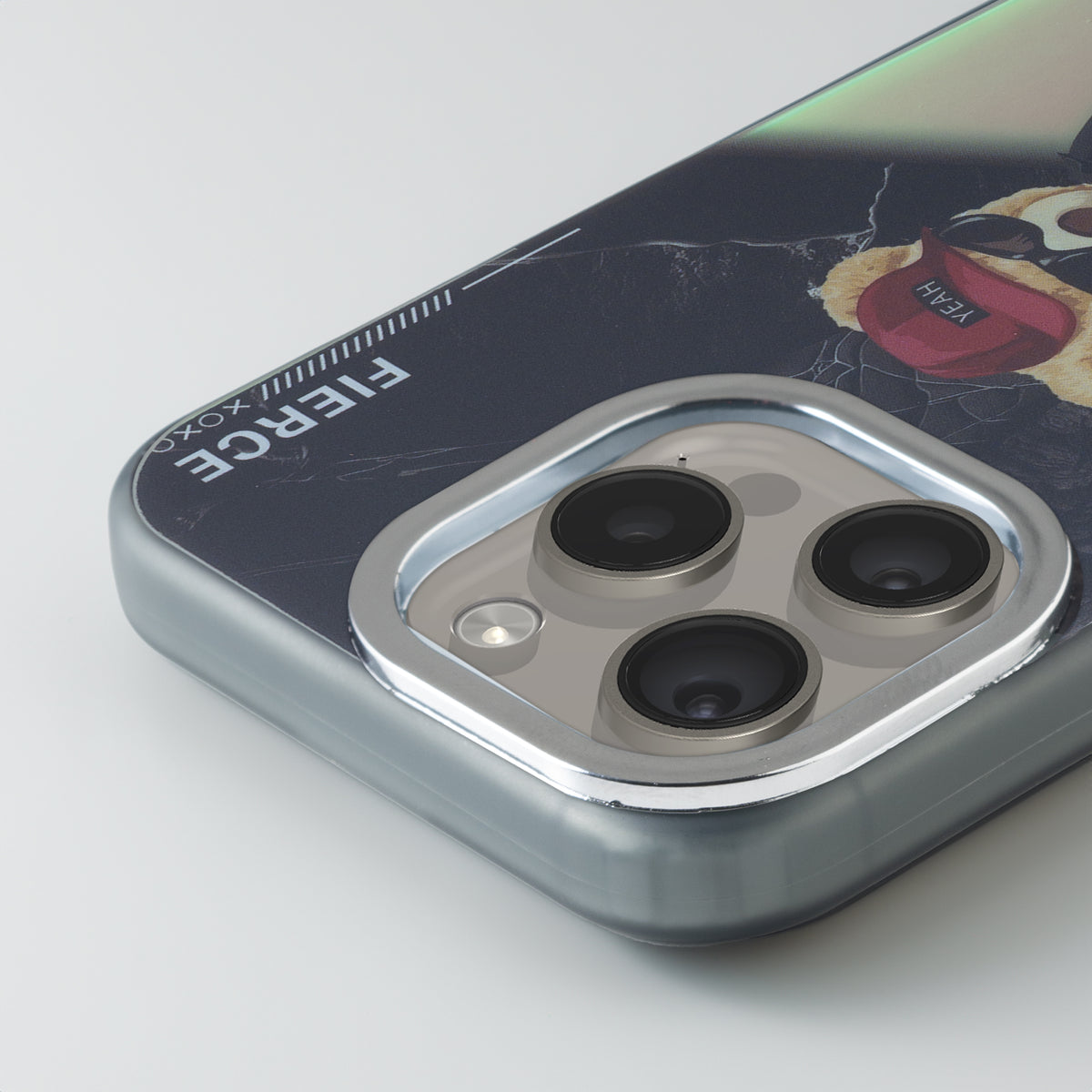 Night Glow & Shiny Hard Phone Cover with Silver Camera Ring For Apple iPhone 14 Pro