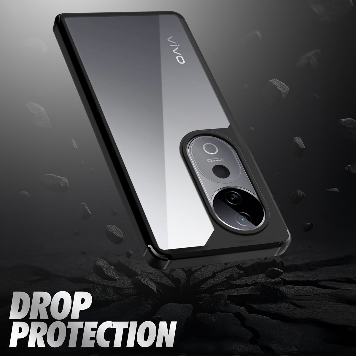 Silicone Border Transparent Back Cover for Vivo T3 Ultra 5G