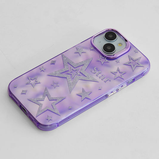 Luxury Purple Glittery Stars Back Cover for Apple iPhone 14