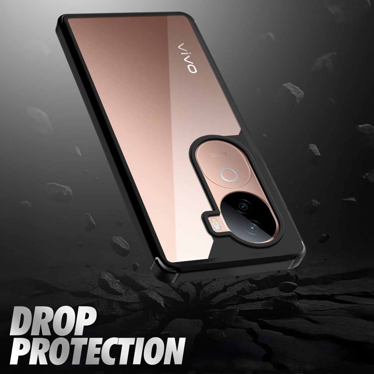 Silicone Border Transparent Back Cover for Vivo V40e 5G