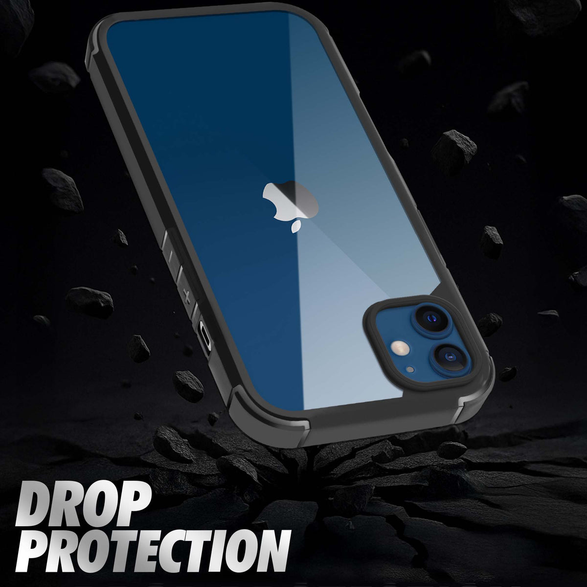 Silicone Border Transparent Back Cover for Apple iPhone 12
