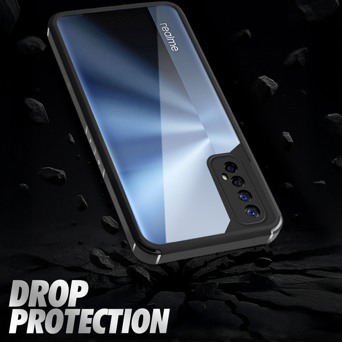 Silicone Border Transparent Back Cover for Realme 7 4G