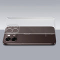 Transparent hard back case being installed on Oppo A6 Pro 5G showing perfect alignment and camera protection fit