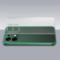 Transparent hard back case being installed on Oppo F33 5G showing perfect alignment and camera protection fit
