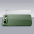 Transparent hard back case being installed on Vivo X300 FE 5G showing perfect alignment and camera protection fit