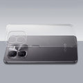 Transparent hard back case being installed on iQOO Z9x 5G showing perfect alignment and camera protection fit