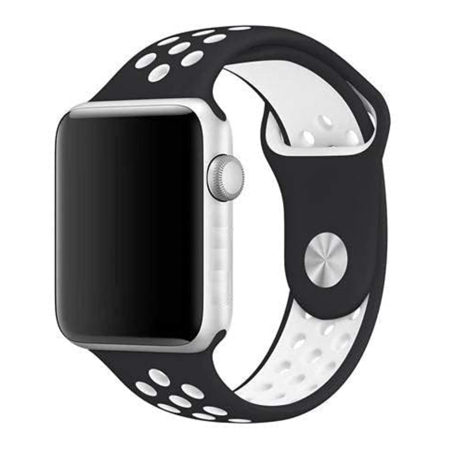 Flexible silicone Apple Watch strap in Brown Cream, size 38mm, showing bend and comfort demonstration
