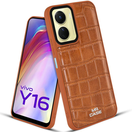 New Leather Design Texture Back Case Cover for Vivo Y56 5G | Vivo Y16 -Leather Black