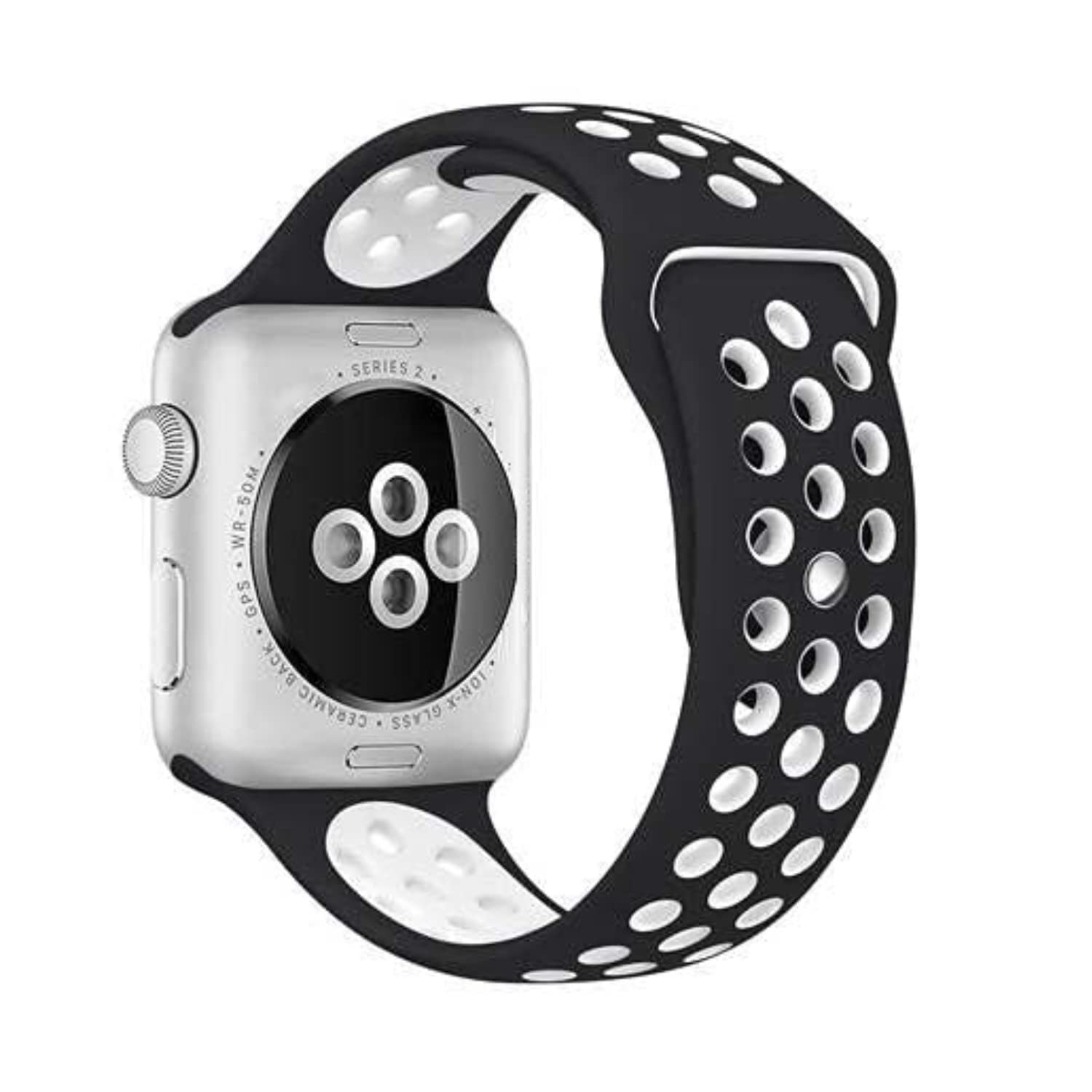 Apple Watch silicone strap in Brown Cream, size 38mm, stepbystep installation illustration