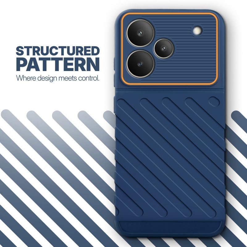 Textured soft silicone back cover for Realme P4 5G, blue finish with comfortable anti-slip grip
