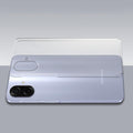 Transparent hard back case being installed on Samsung A07 5G showing perfect alignment and camera protection fit