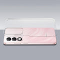Transparent hard back case being installed on Oppo K13x 5G showing perfect alignment and camera protection fit