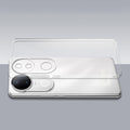 Transparent hard back case being installed on iQOO Z10R 5G showing perfect alignment and camera protection fit