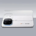 Transparent hard back case being installed on iQOO 15 5G showing perfect alignment and camera protection fit