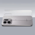 Transparent hard back case being installed on Oppo Find X9s 5G showing perfect alignment and camera protection fit
