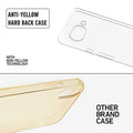 Anti-yellow hard back case comparison showing clear non-yellowing technology versus yellowed other brand case for Google Pixel 10A 5G
