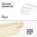 Anti-yellow hard back case comparison showing clear non-yellowing technology versus yellowed other brand case for Motorola Moto Edge 70 Fusion 5G