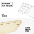 Anti-yellow hard back case comparison showing clear non-yellowing technology versus yellowed other brand case for Motorola Moto Edge 70 Pro 5G